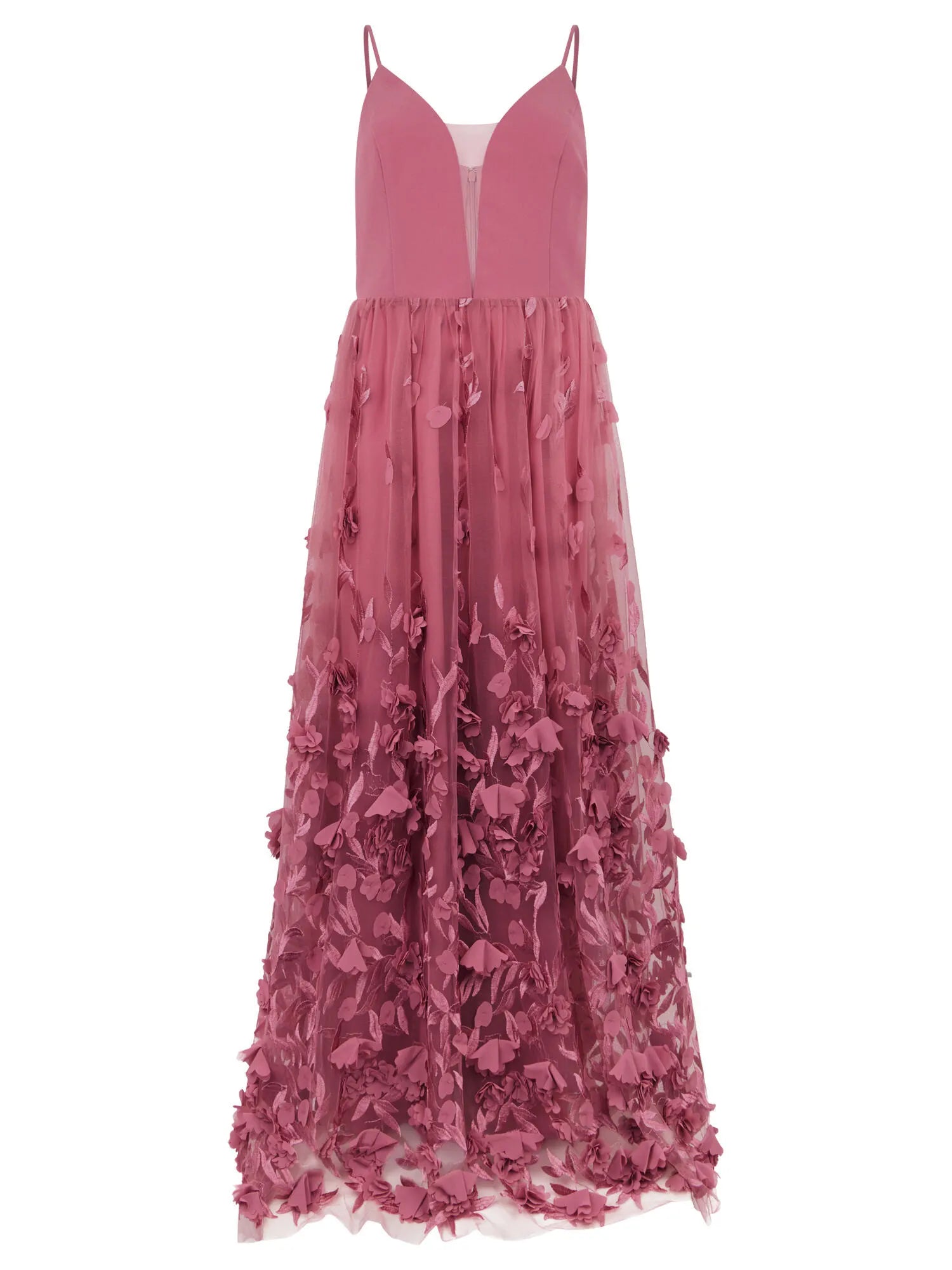 Abendkleid Maxi mit 3D-Blüten