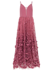 Abendkleid Maxi mit 3D-Blüten