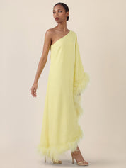 Abendkleid Maxi mit Federsaum