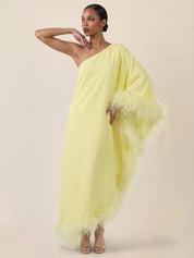 Abendkleid Maxi mit Federsaum