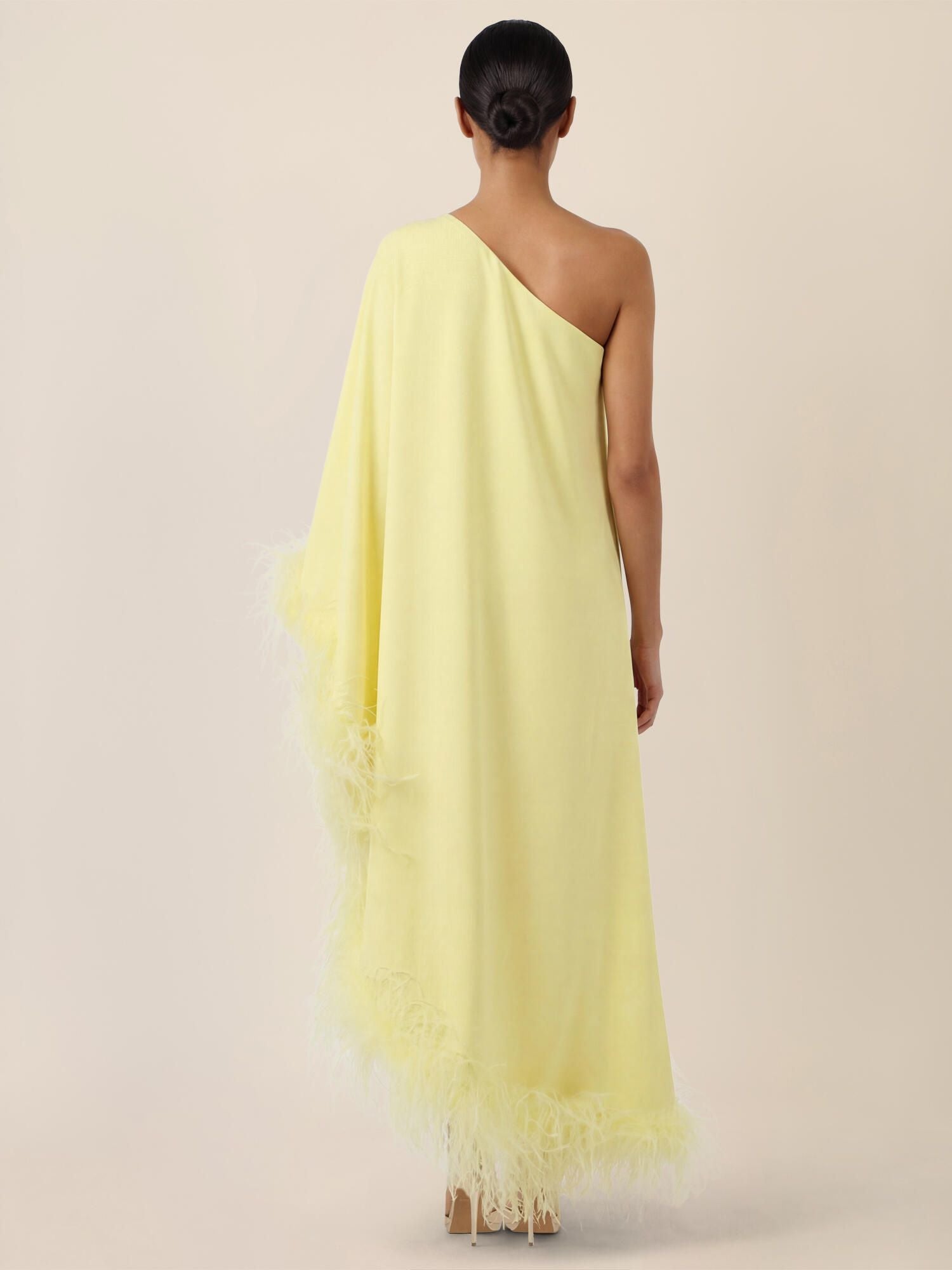 Abendkleid Maxi mit Federsaum