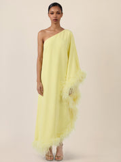 Abendkleid Maxi mit Federsaum