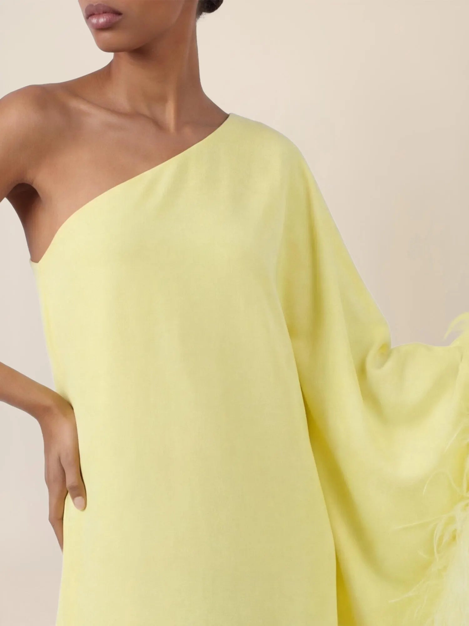Abendkleid Maxi mit Federsaum