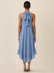 Neckholderkleid Midi mit Volantsaum