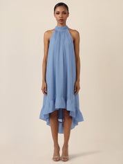 Neckholderkleid Midi mit Volantsaum