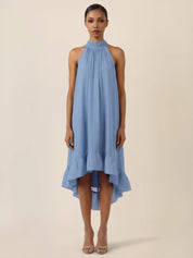 Neckholderkleid Midi mit Volantsaum