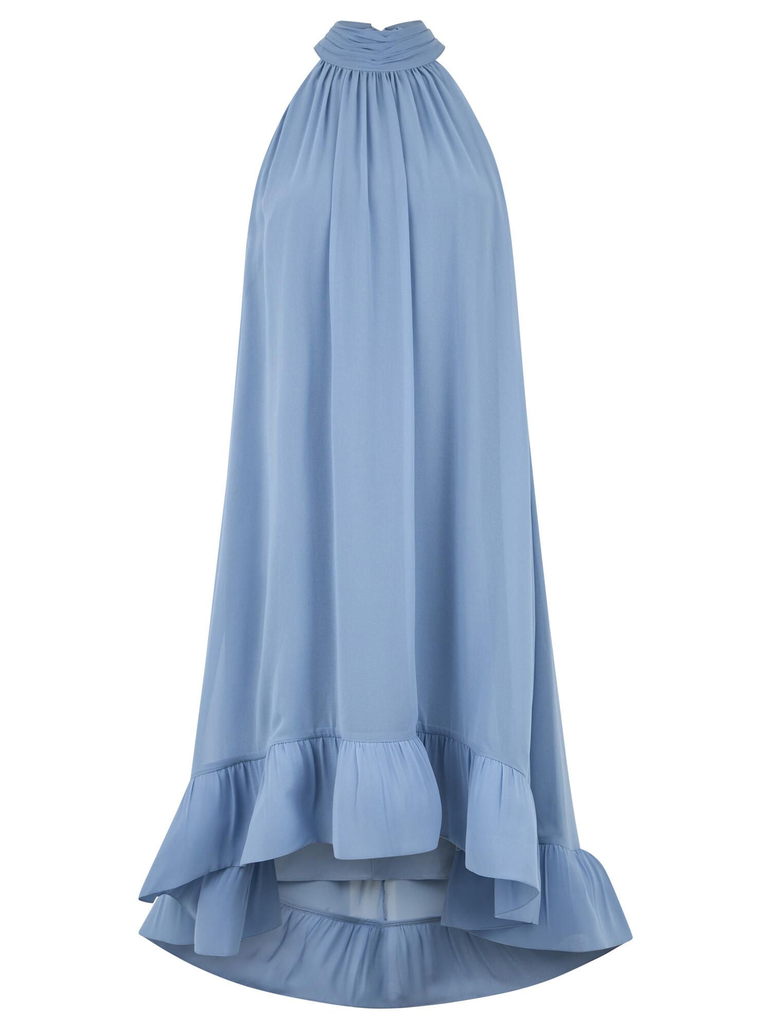Neckholderkleid Midi mit Volantsaum