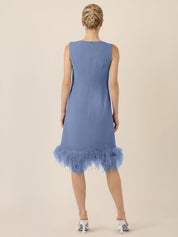 Cocktailkleid Midi mit Federn
