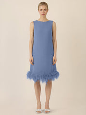 Cocktailkleid Midi mit Federn