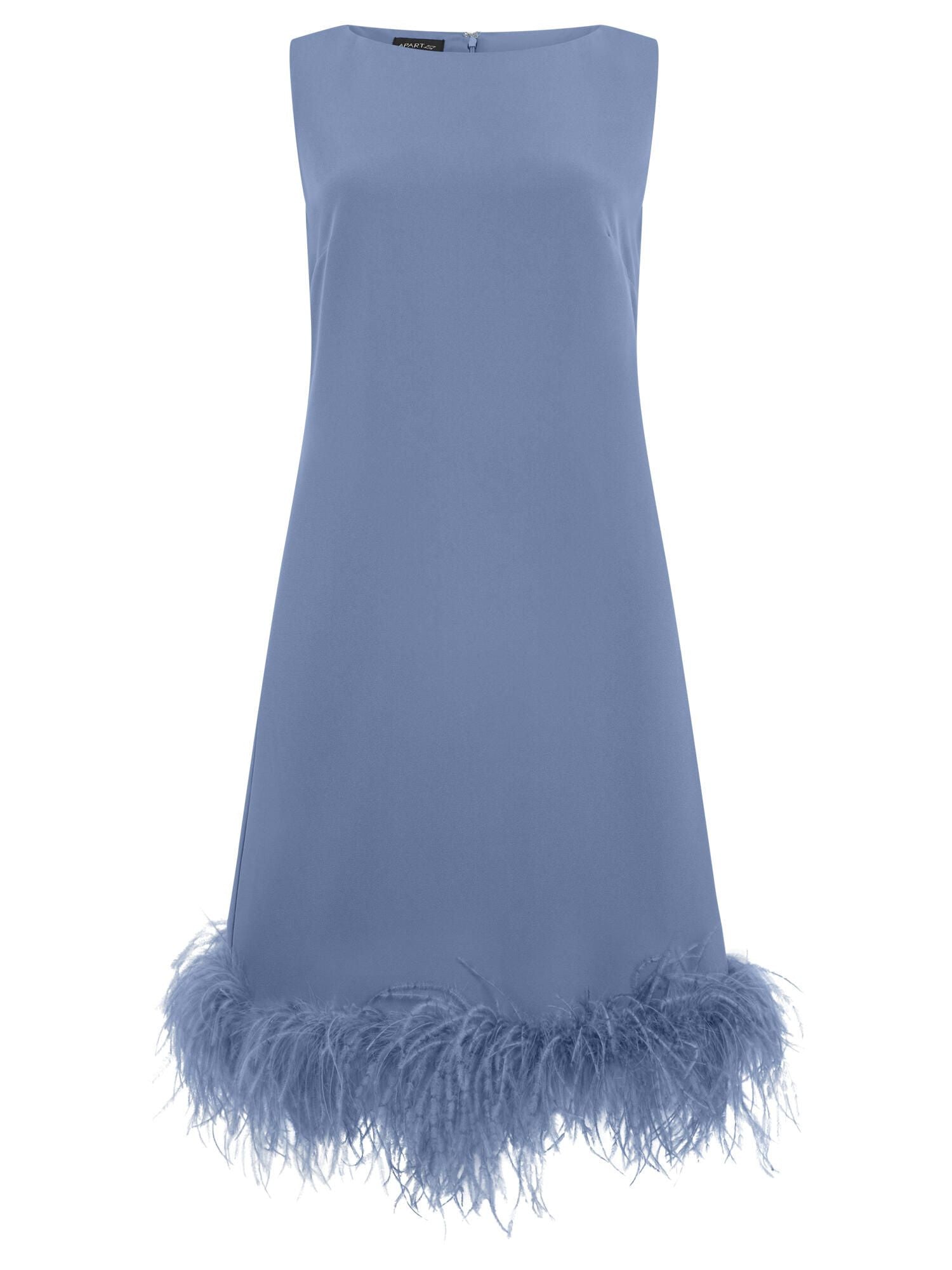 Cocktailkleid Midi mit Federn