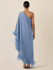 Abendkleid Maxi mit Federsaum