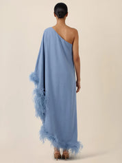 Abendkleid Maxi mit Federsaum