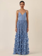 Abendkleid Maxi mit 3D Blumen