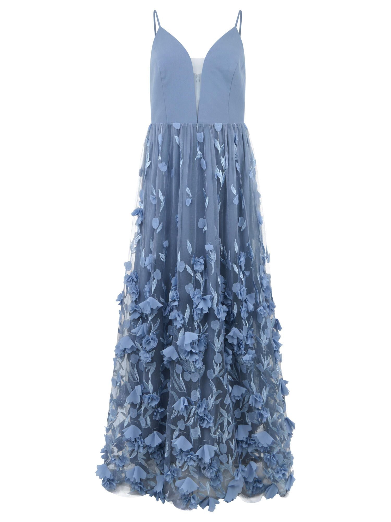Abendkleid Maxi mit 3D Blumen