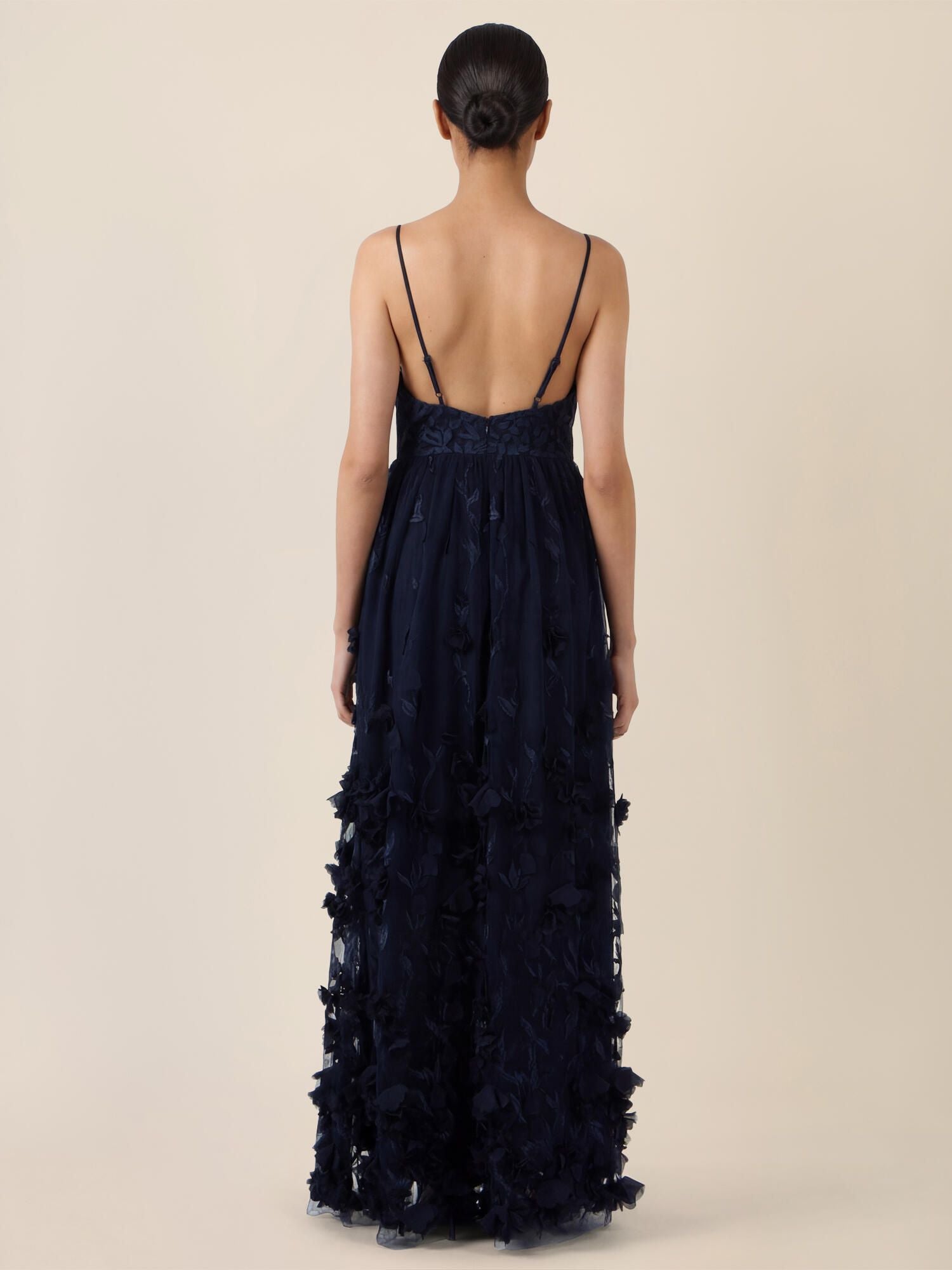 Abendkleid Maxi mit 3D-Blumen