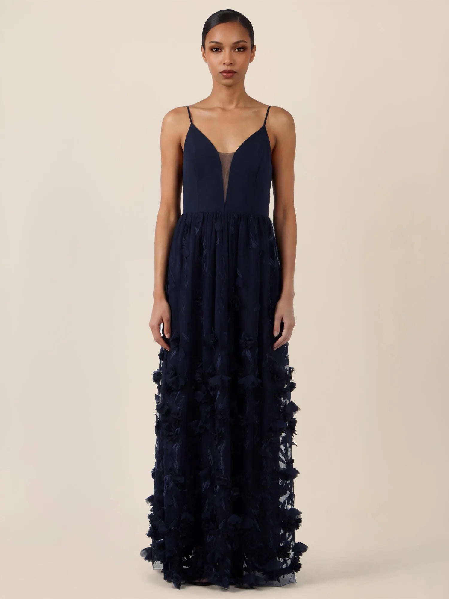Abendkleid Maxi mit 3D-Blumen