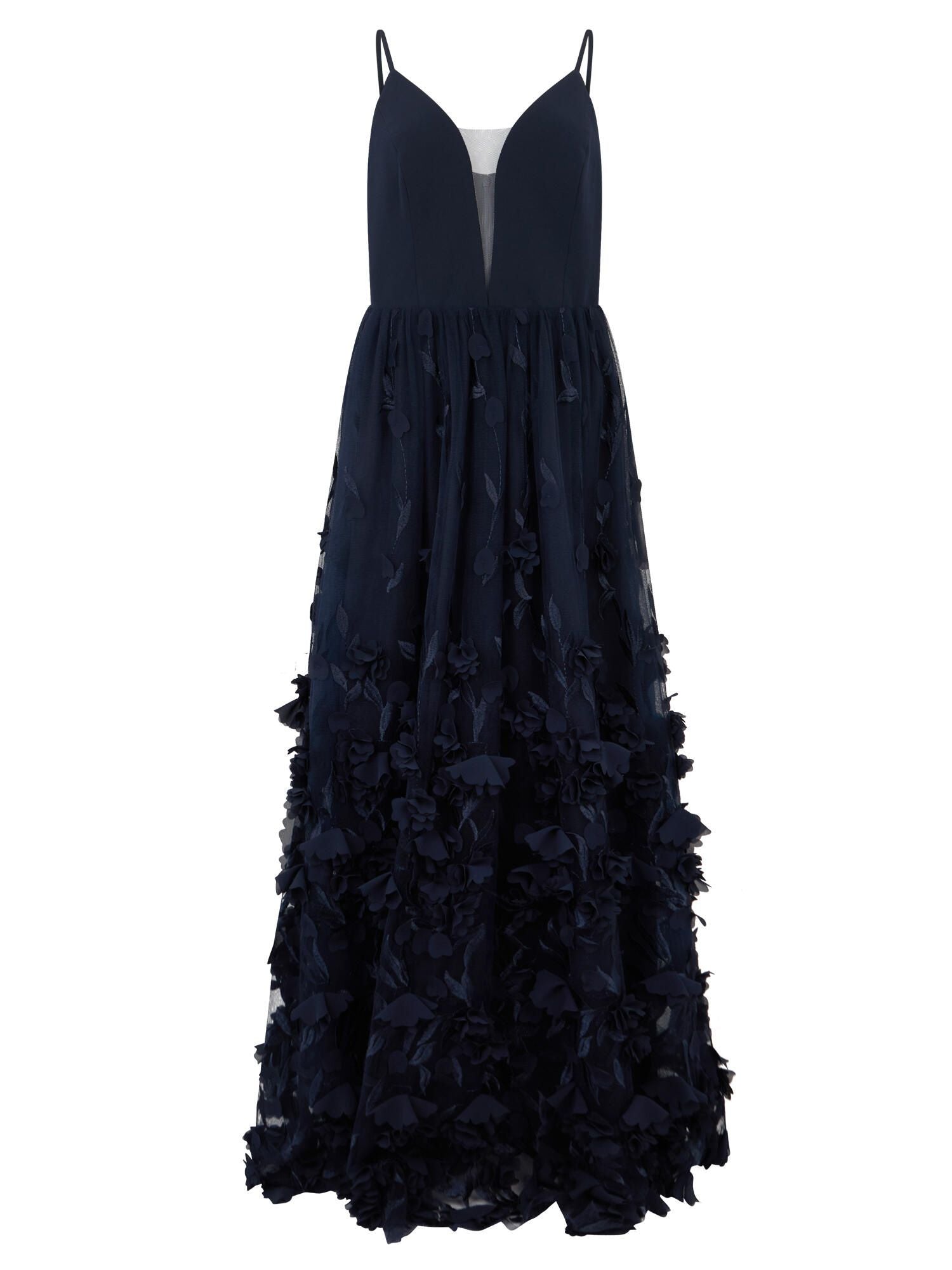 Abendkleid Maxi mit 3D-Blumen
