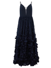 Abendkleid Maxi mit 3D-Blumen