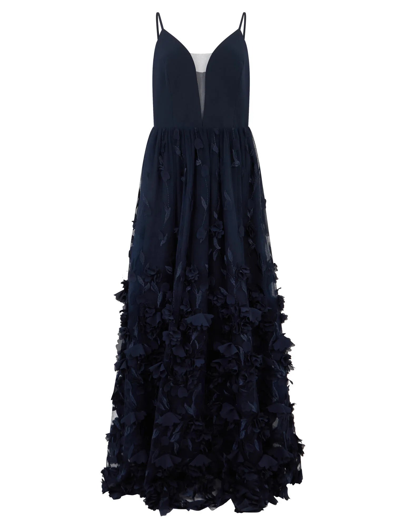 Abendkleid Maxi mit 3D-Blumen