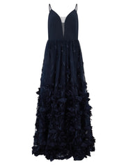 Abendkleid Maxi mit 3D-Blumen