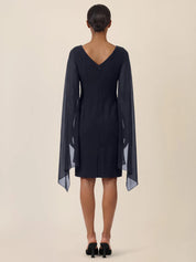 Etuikleid Mini mit Chiffonstola