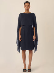 Etuikleid Mini mit Chiffonstola