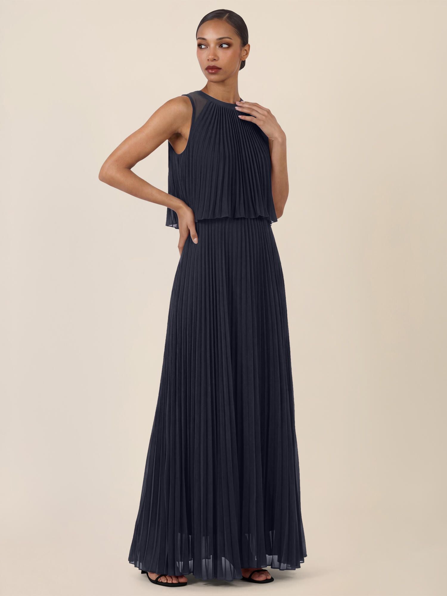 Plisseekleid Maxi aus Chiffon