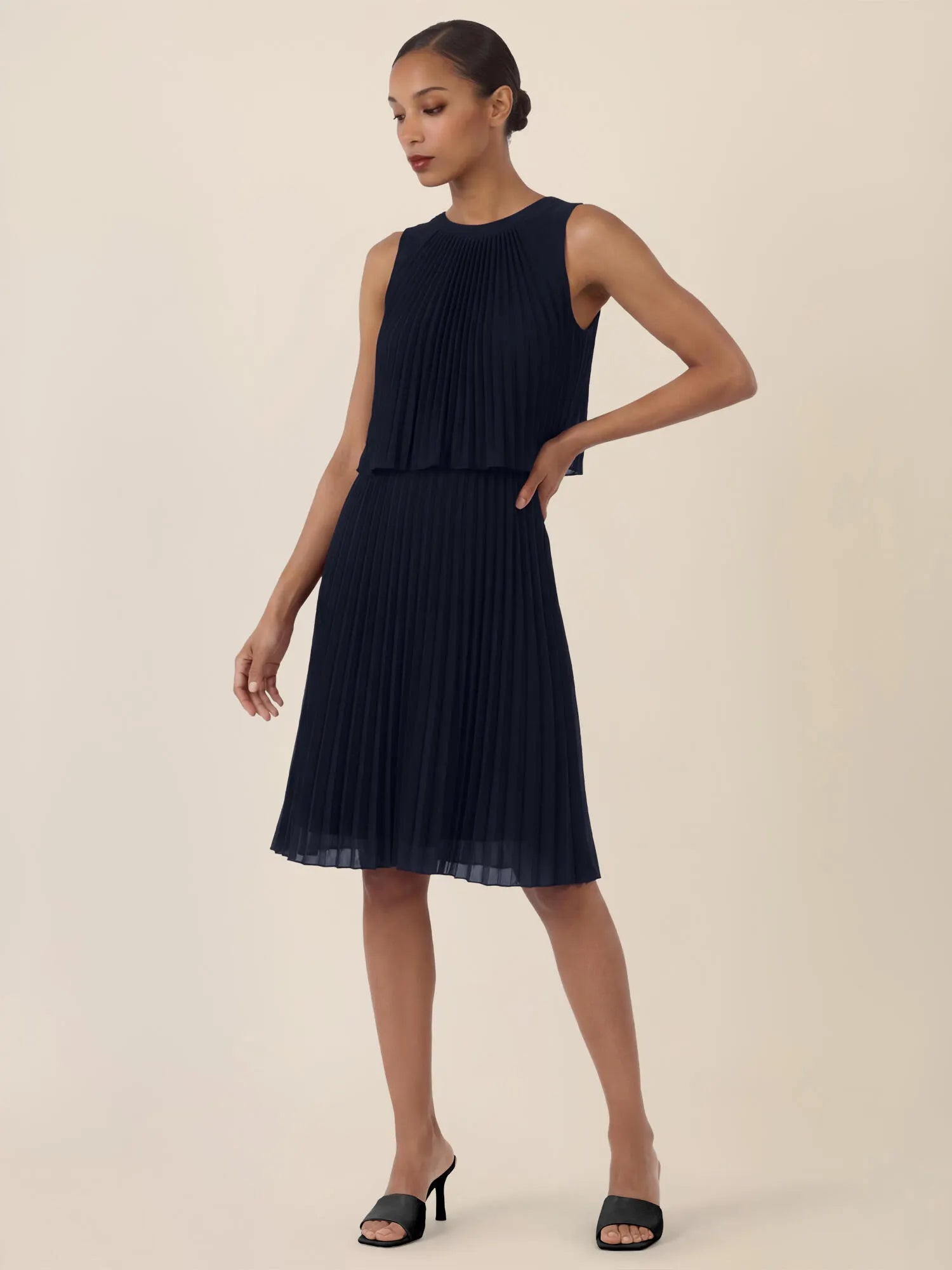 Plisseekleid Midi aus Chiffon