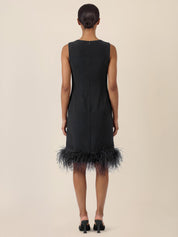 Shiftkleid Midi mit Federsaum