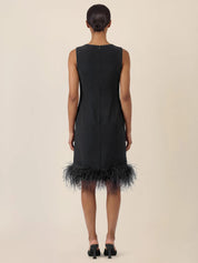 Shiftkleid Midi mit Federsaum