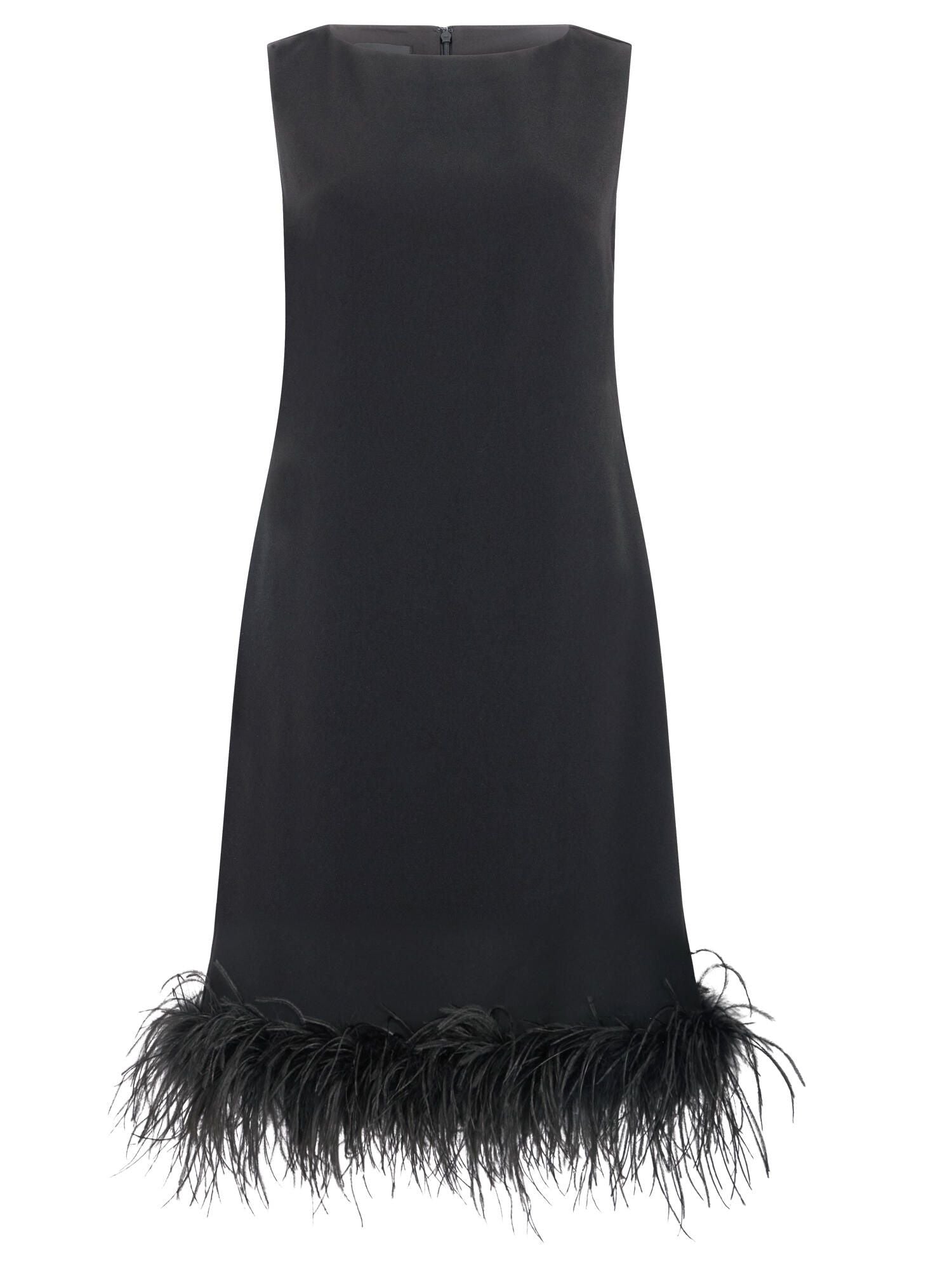 Shiftkleid Midi mit Federsaum