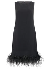 Shiftkleid Midi mit Federsaum