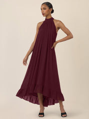 Chiffonkleid Maxi mit Stehkragen