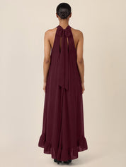Chiffonkleid Maxi mit Stehkragen