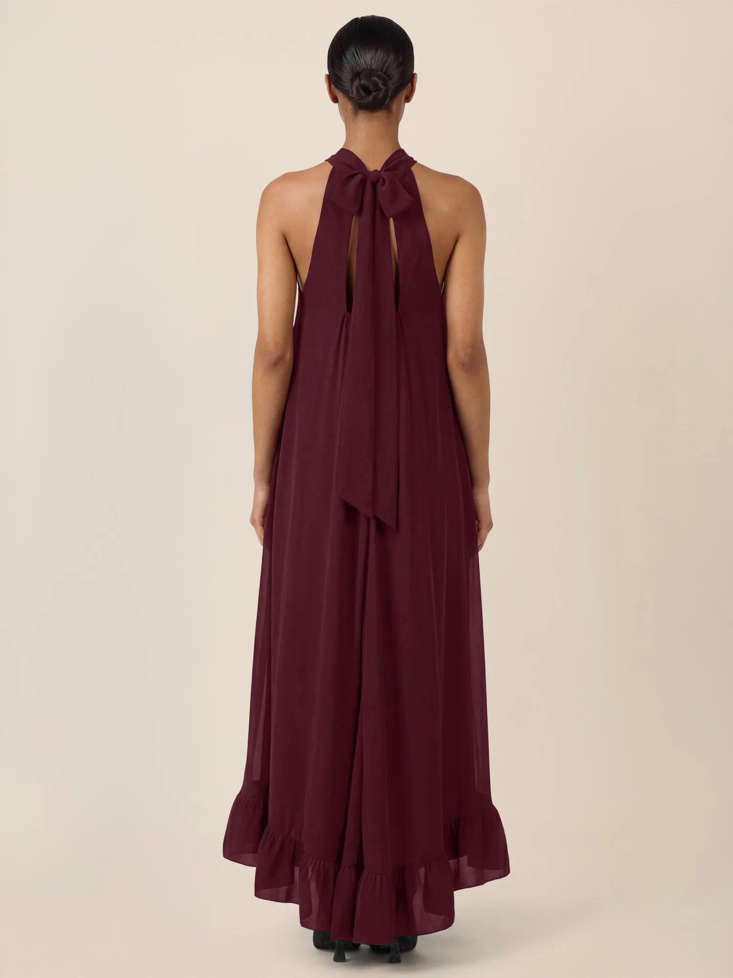 Chiffonkleid Maxi mit Stehkragen
