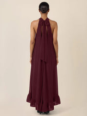 Chiffonkleid Maxi mit Stehkragen