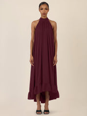 Chiffonkleid Maxi mit Stehkragen
