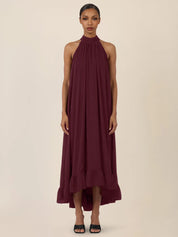 Chiffonkleid Maxi mit Stehkragen