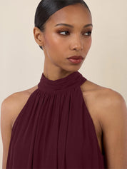 Chiffonkleid Maxi mit Stehkragen