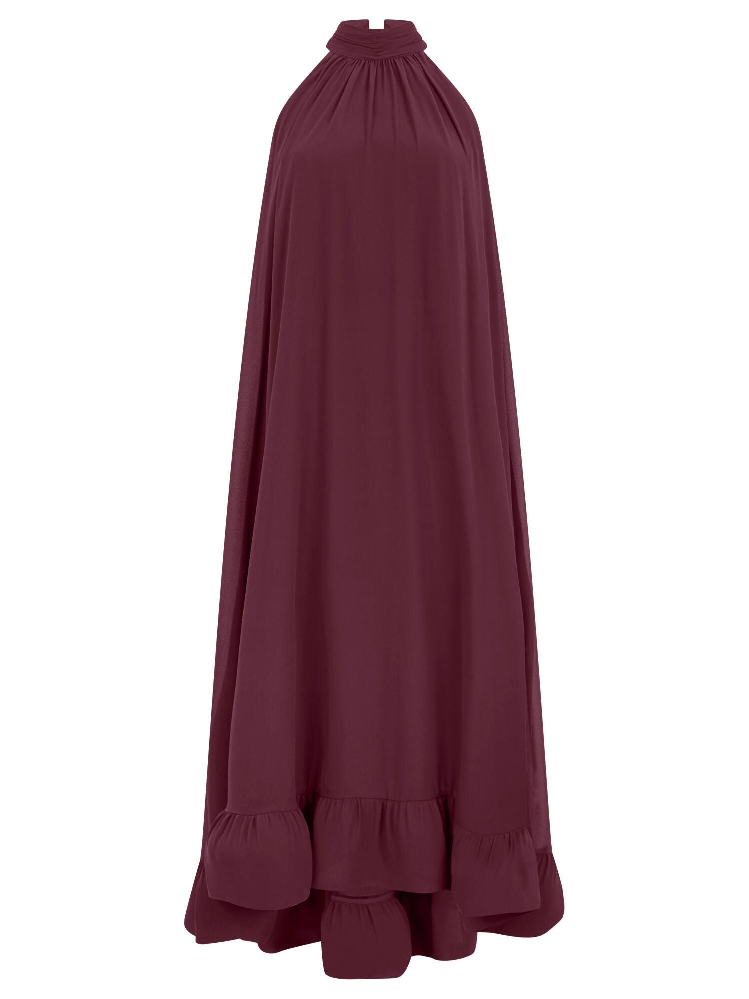 Chiffonkleid Maxi mit Stehkragen