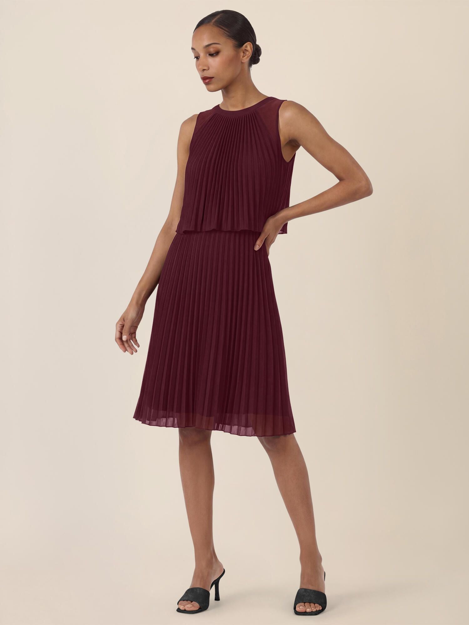 Plisseekleid Midi aus Chiffon