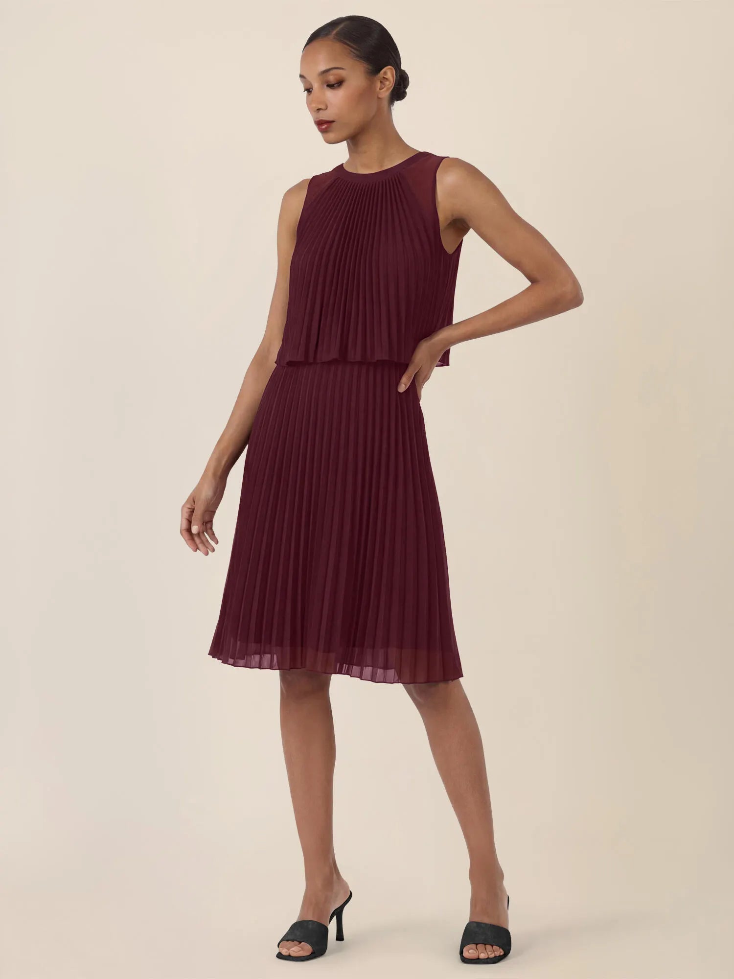 Plisseekleid Midi aus Chiffon