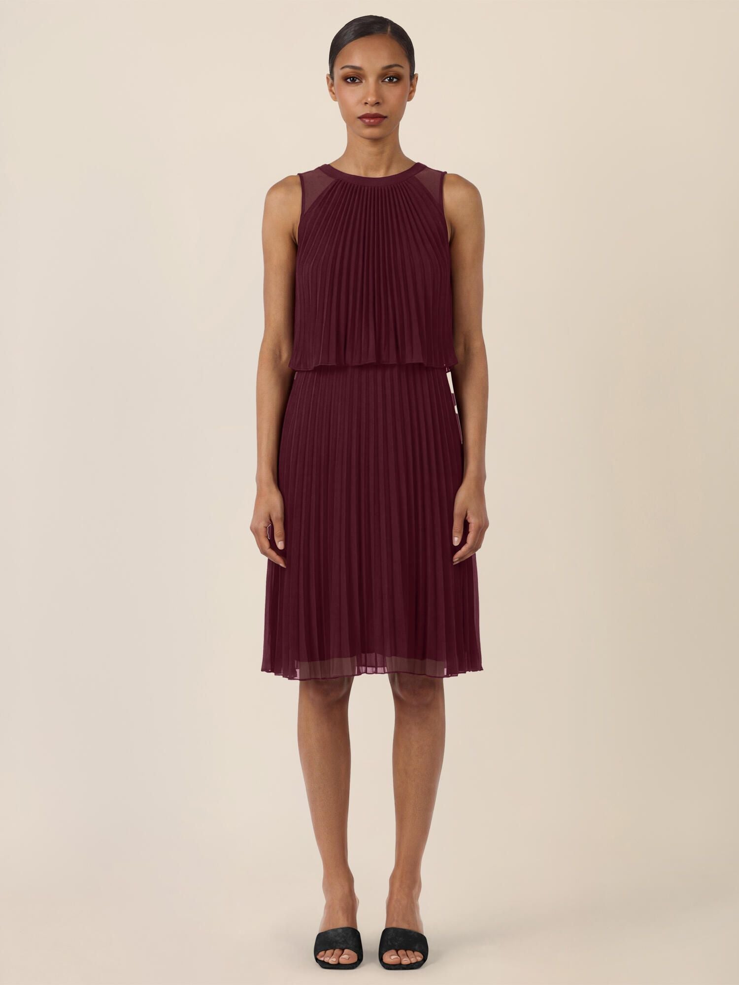 Plisseekleid Midi aus Chiffon