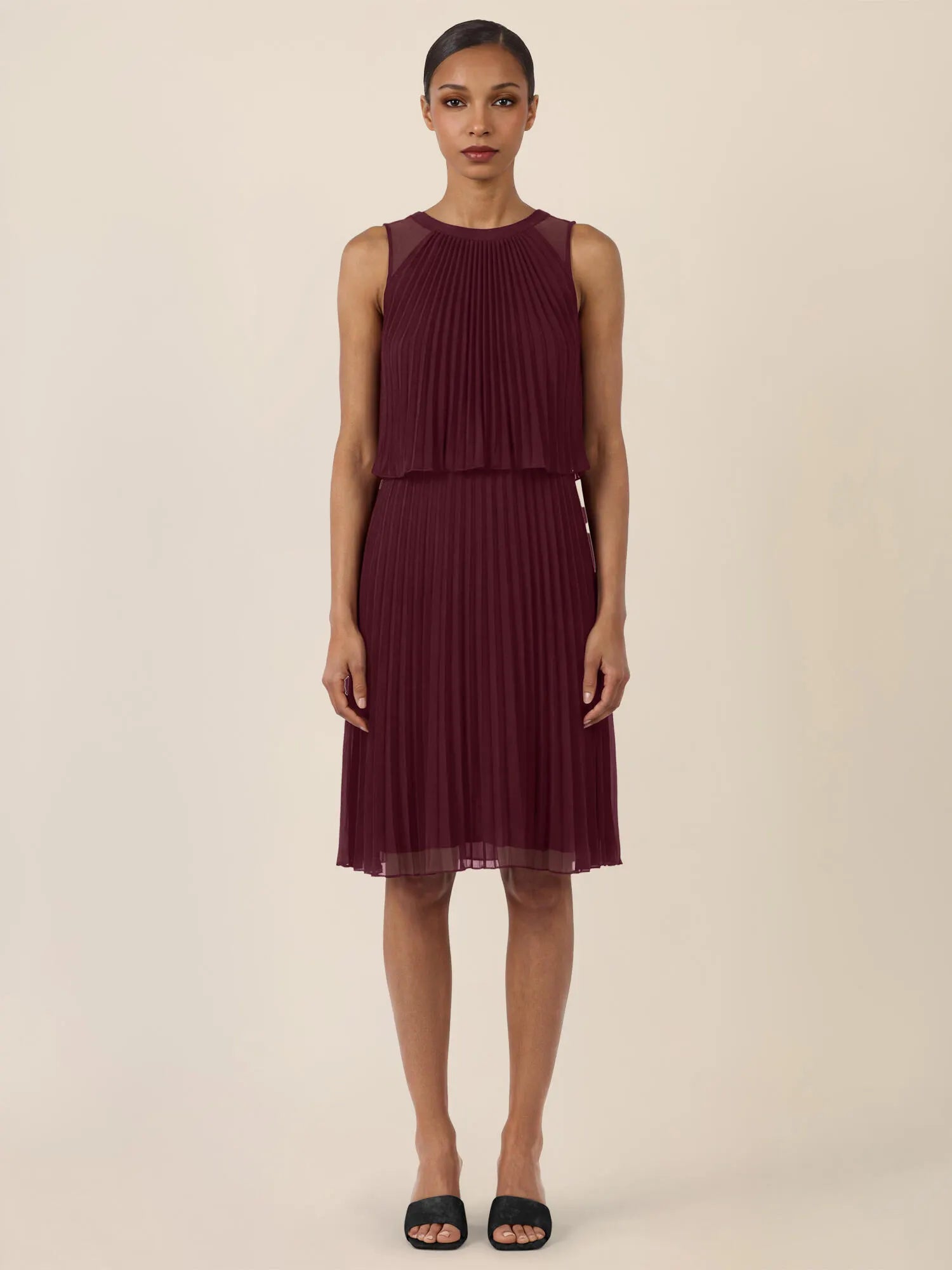 Plisseekleid Midi aus Chiffon