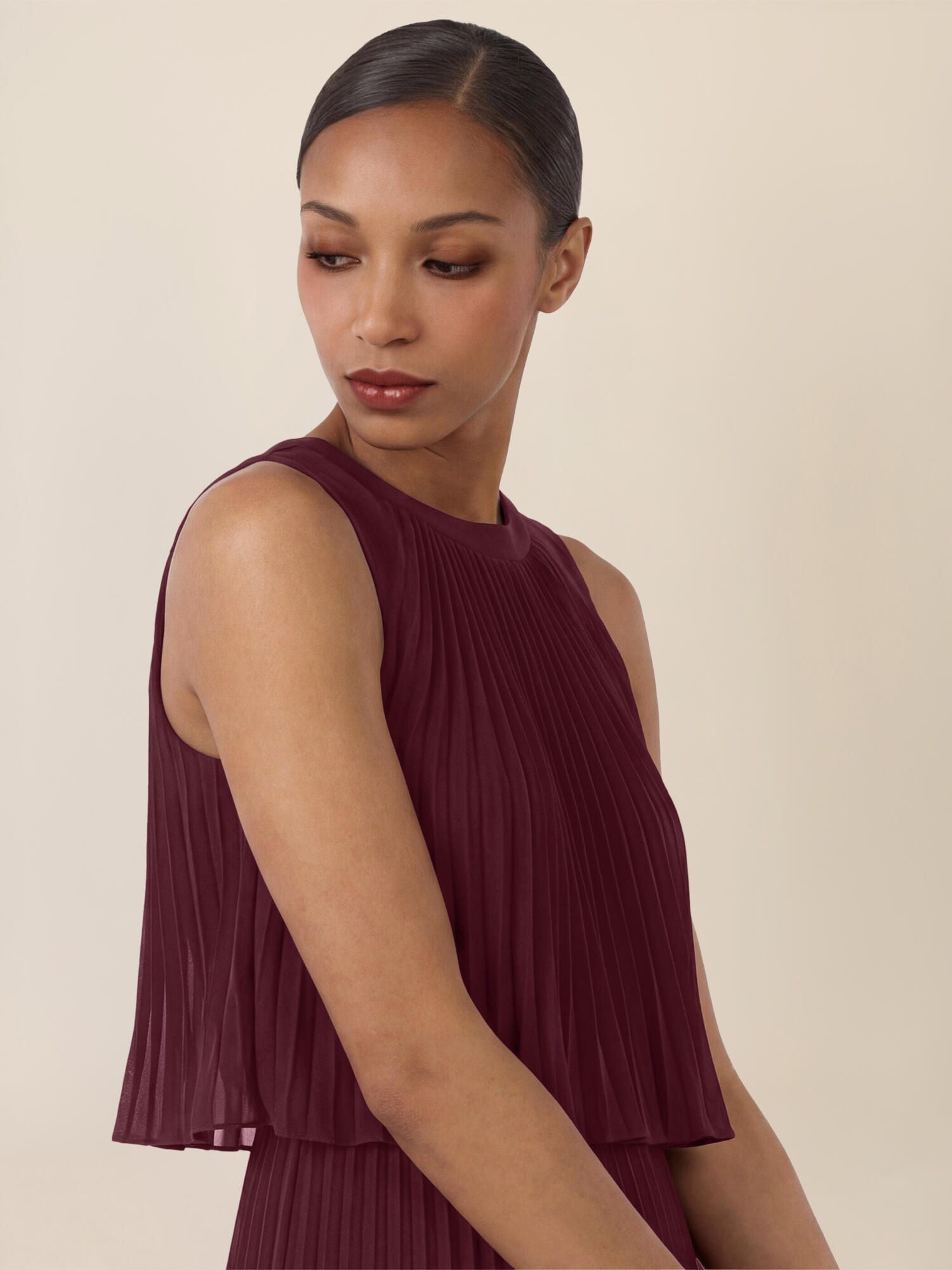 Plisseekleid Midi aus Chiffon