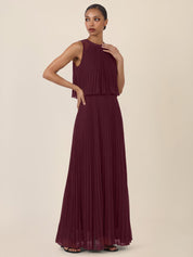 Plisseekleid Maxi aus Chiffon