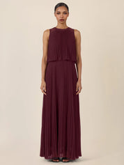 Plisseekleid Maxi aus Chiffon