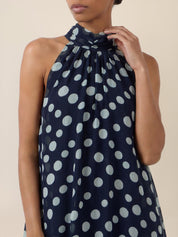 Neckholderkleid Maxi mit Volantsaum