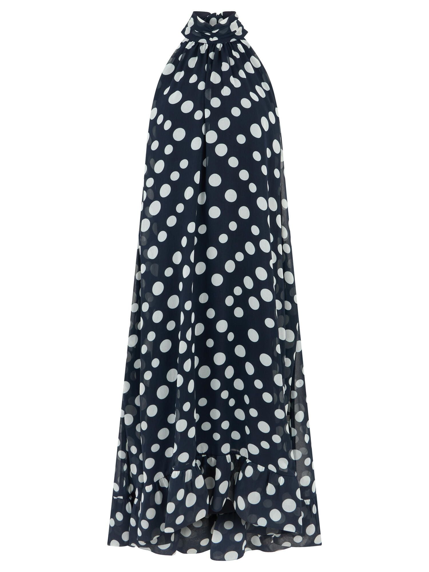 Neckholderkleid Maxi mit Volantsaum