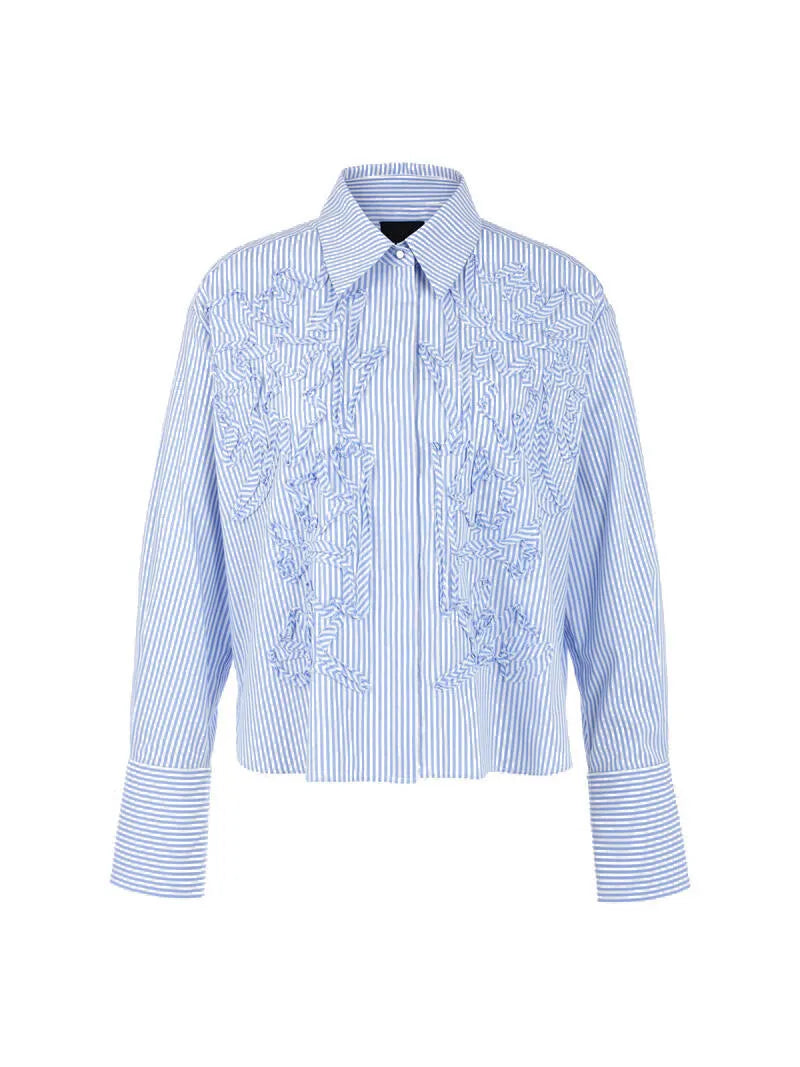 Bluse gestreift mit Blumendetails